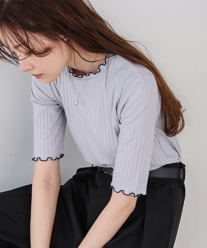 ウェーブメローハーフスリーブリブカットソー