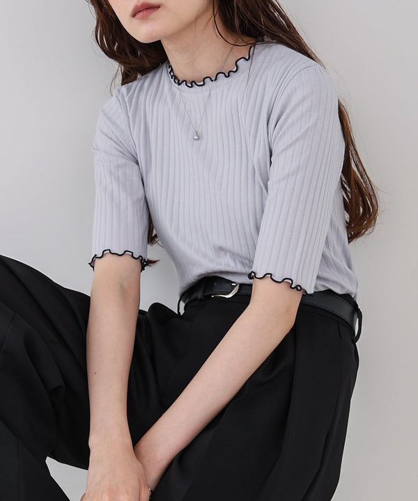 ウェーブメローハーフスリーブリブカットソー