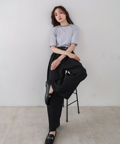 ウェーブメローハーフスリーブリブカットソー