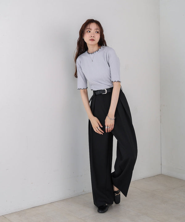 ウェーブメローハーフスリーブリブカットソー