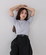 ウェーブメローハーフスリーブリブカットソー