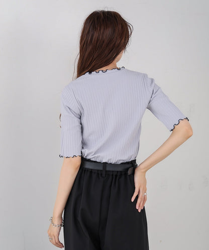 ウェーブメローハーフスリーブリブカットソー