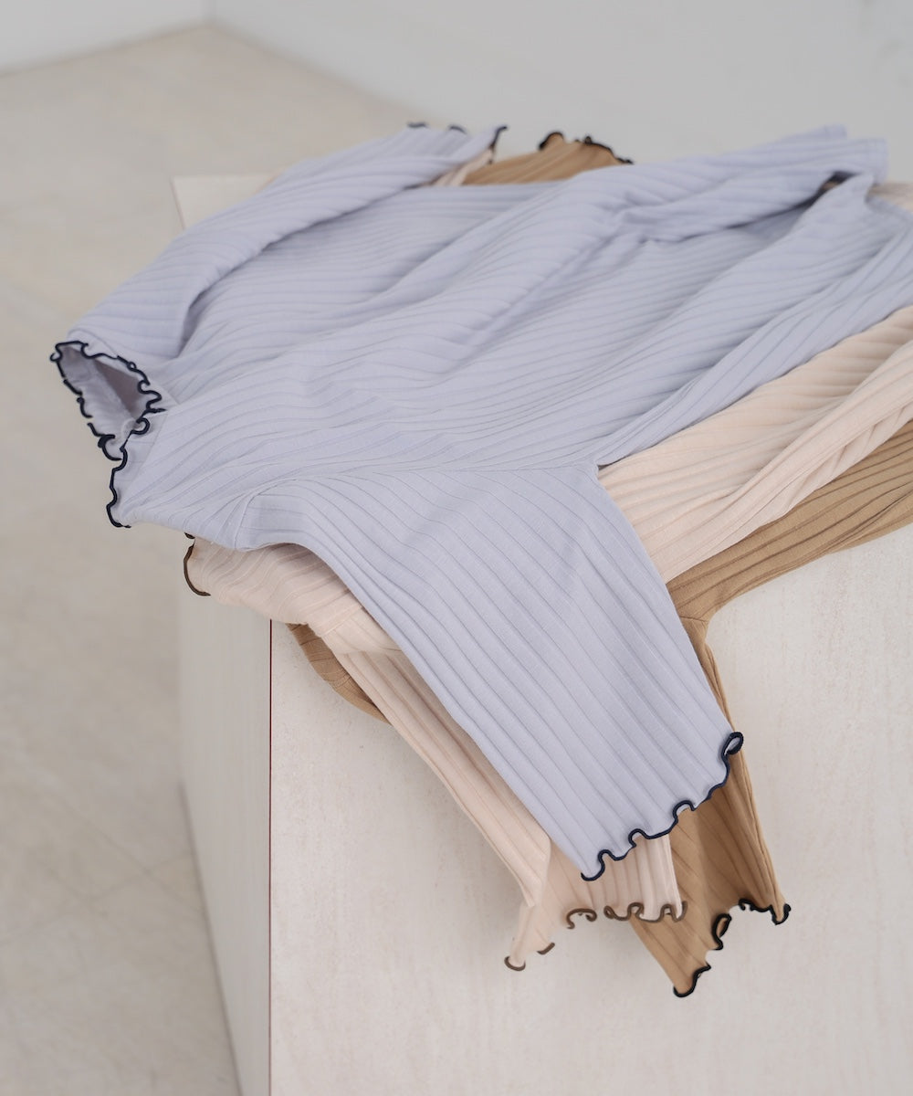 ウェーブメローハーフスリーブリブカットソー