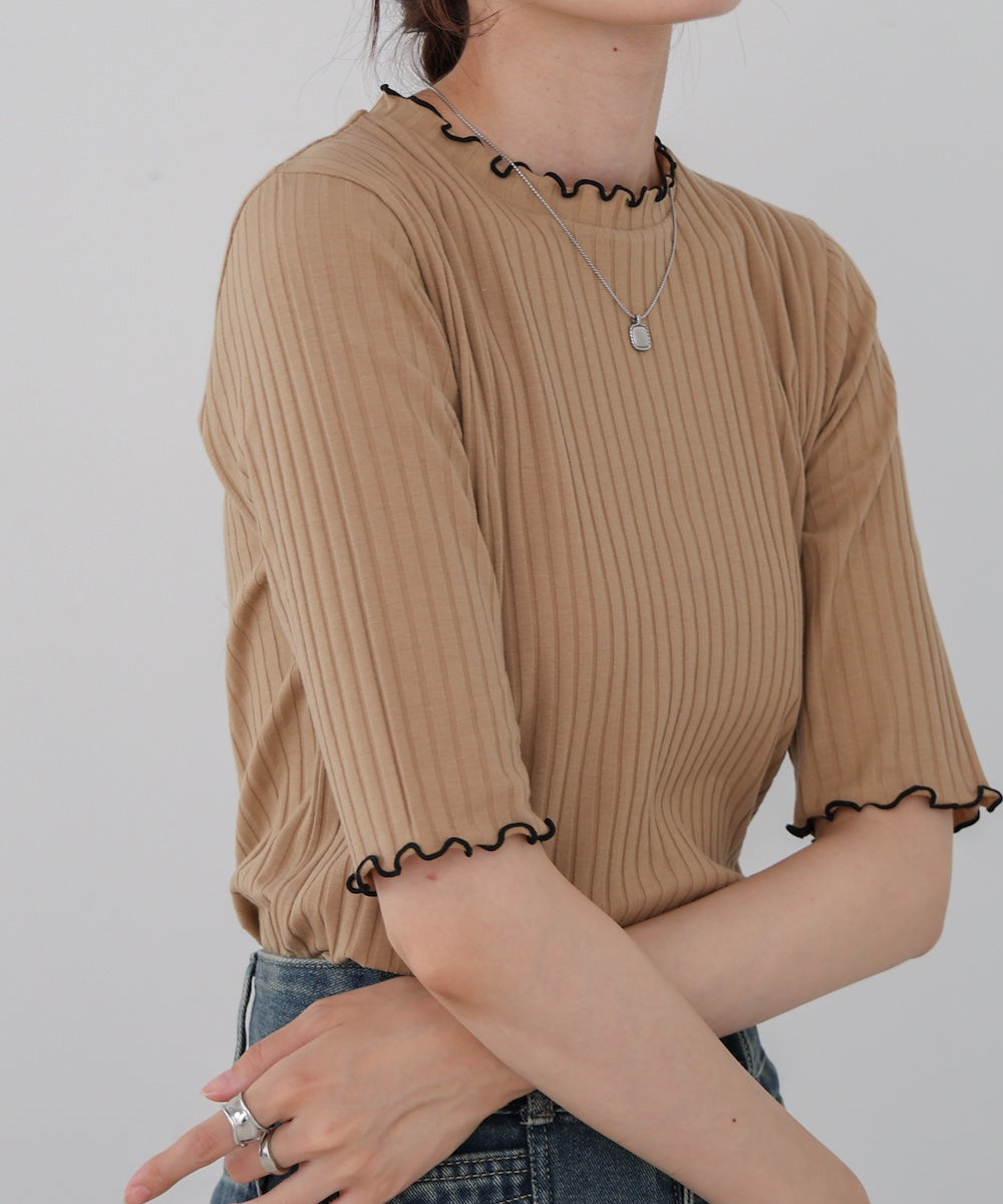 ウェーブメローハーフスリーブリブカットソー