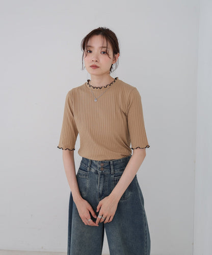 ウェーブメローハーフスリーブリブカットソー