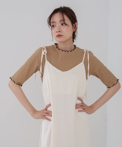 ウェーブメローハーフスリーブリブカットソー