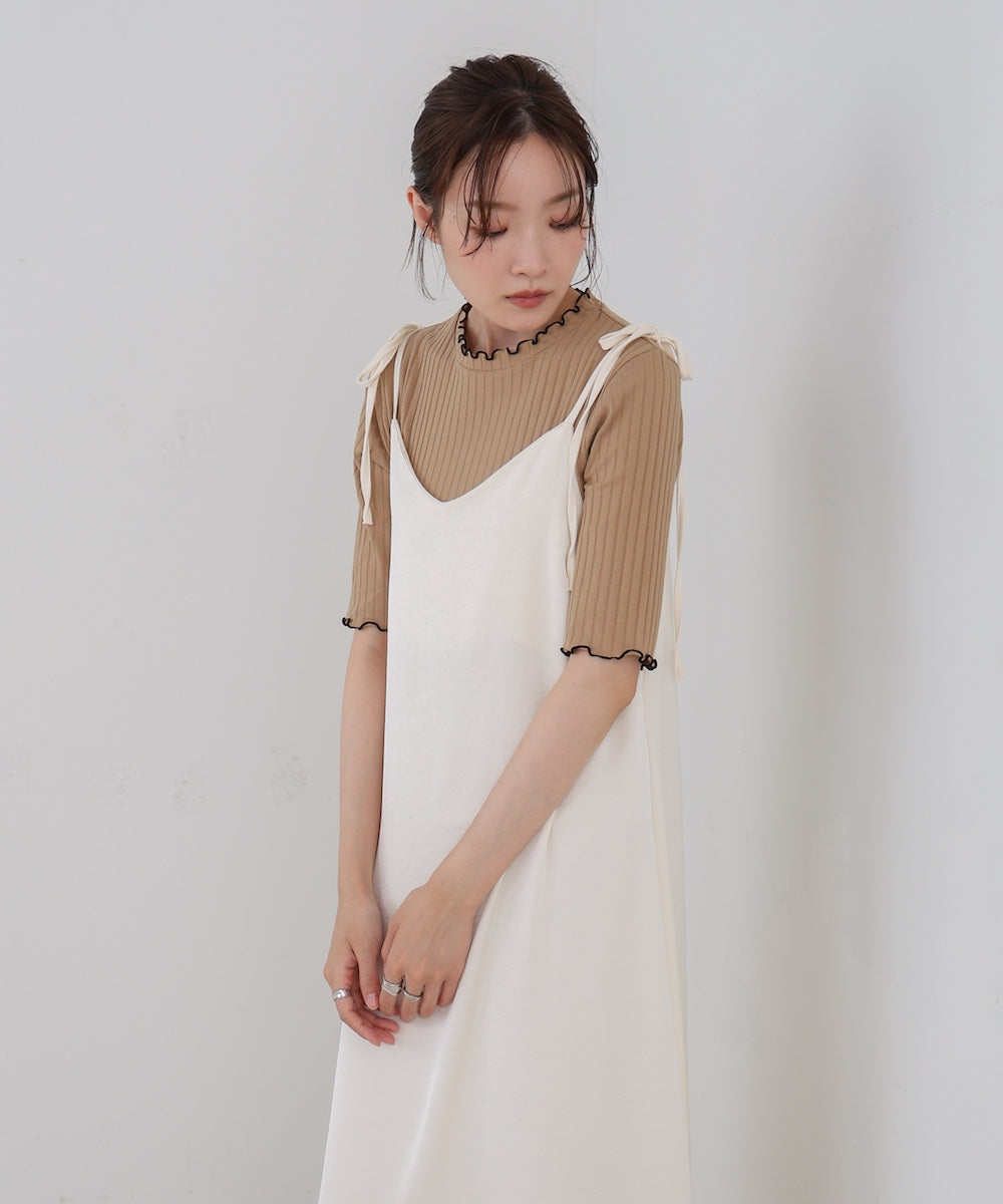 ウェーブメローハーフスリーブリブカットソー