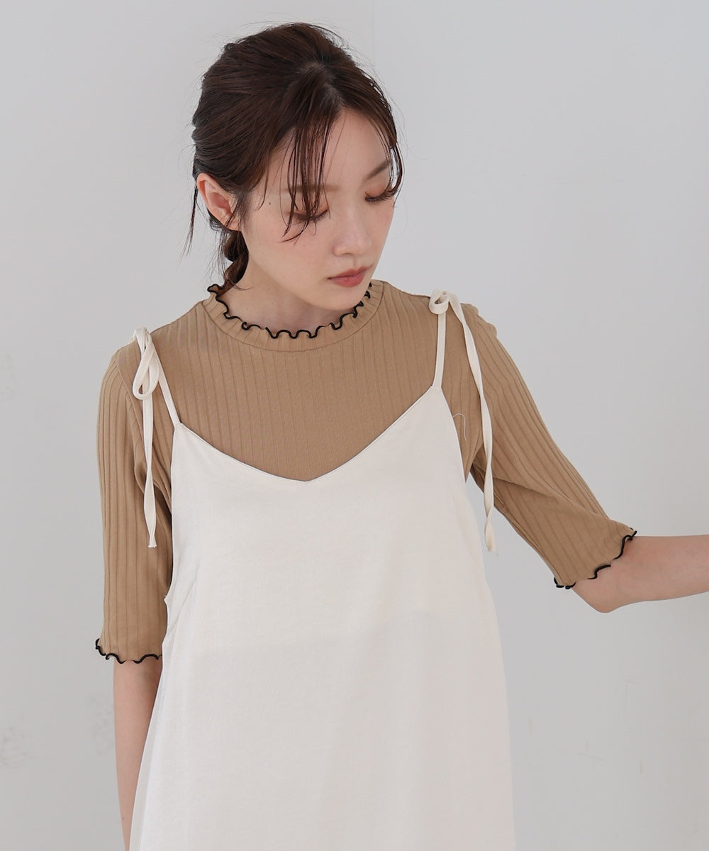 ウェーブメローハーフスリーブリブカットソー