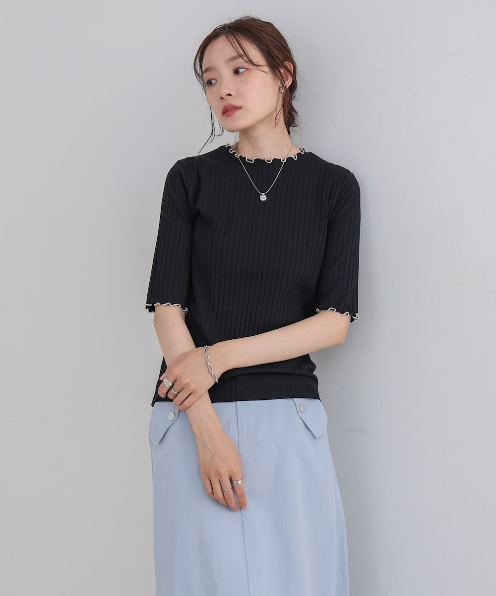 ウェーブメローハーフスリーブリブカットソー