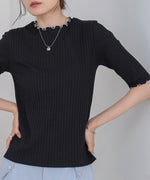 ウェーブメローハーフスリーブリブカットソー