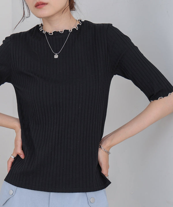 ウェーブメローハーフスリーブリブカットソー