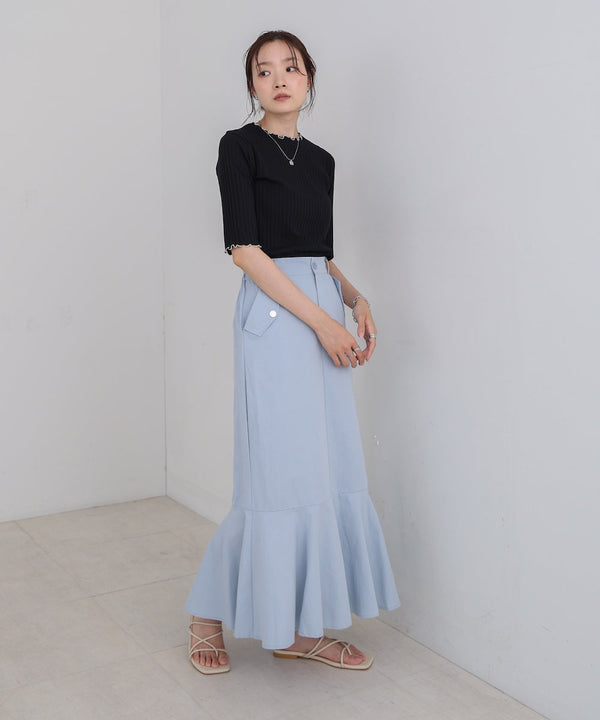 ウェーブメローハーフスリーブリブカットソー