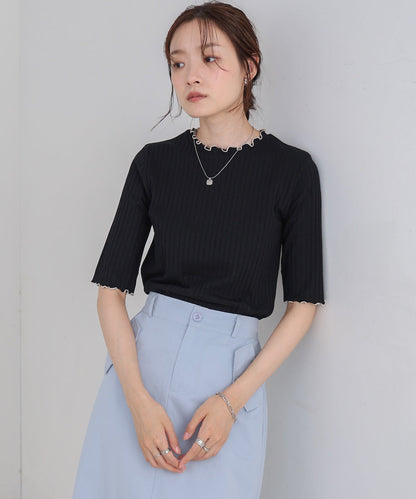 ウェーブメローハーフスリーブリブカットソー