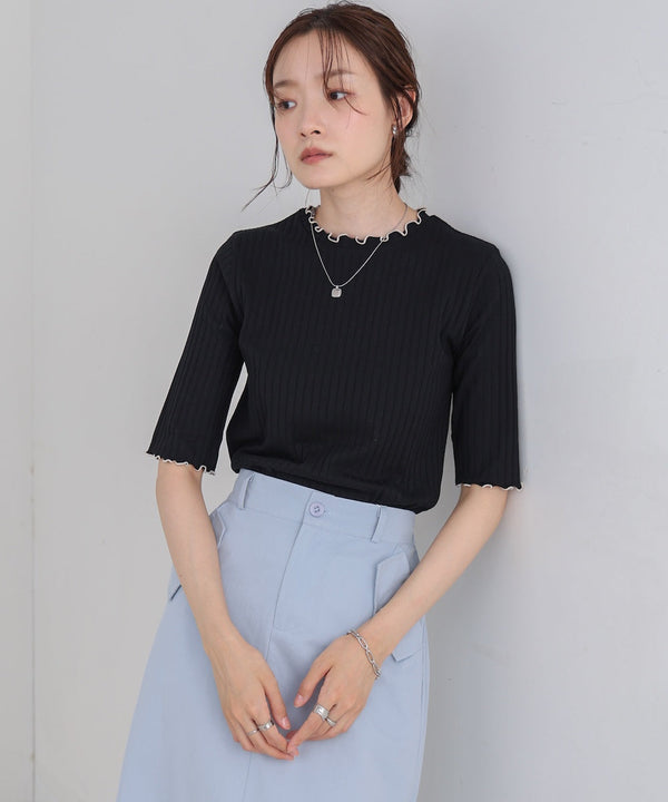 ウェーブメローハーフスリーブリブカットソー