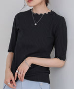 ウェーブメローハーフスリーブリブカットソー