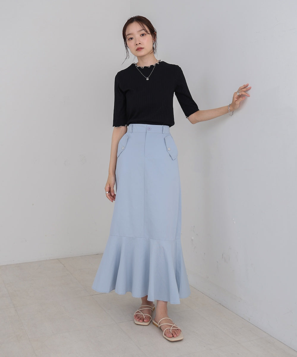 ウェーブメローハーフスリーブリブカットソー