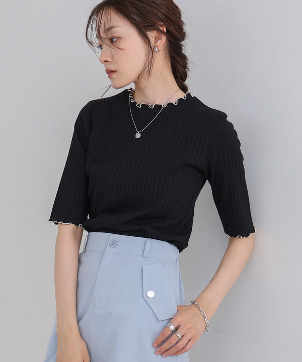 ウェーブメローハーフスリーブリブカットソー