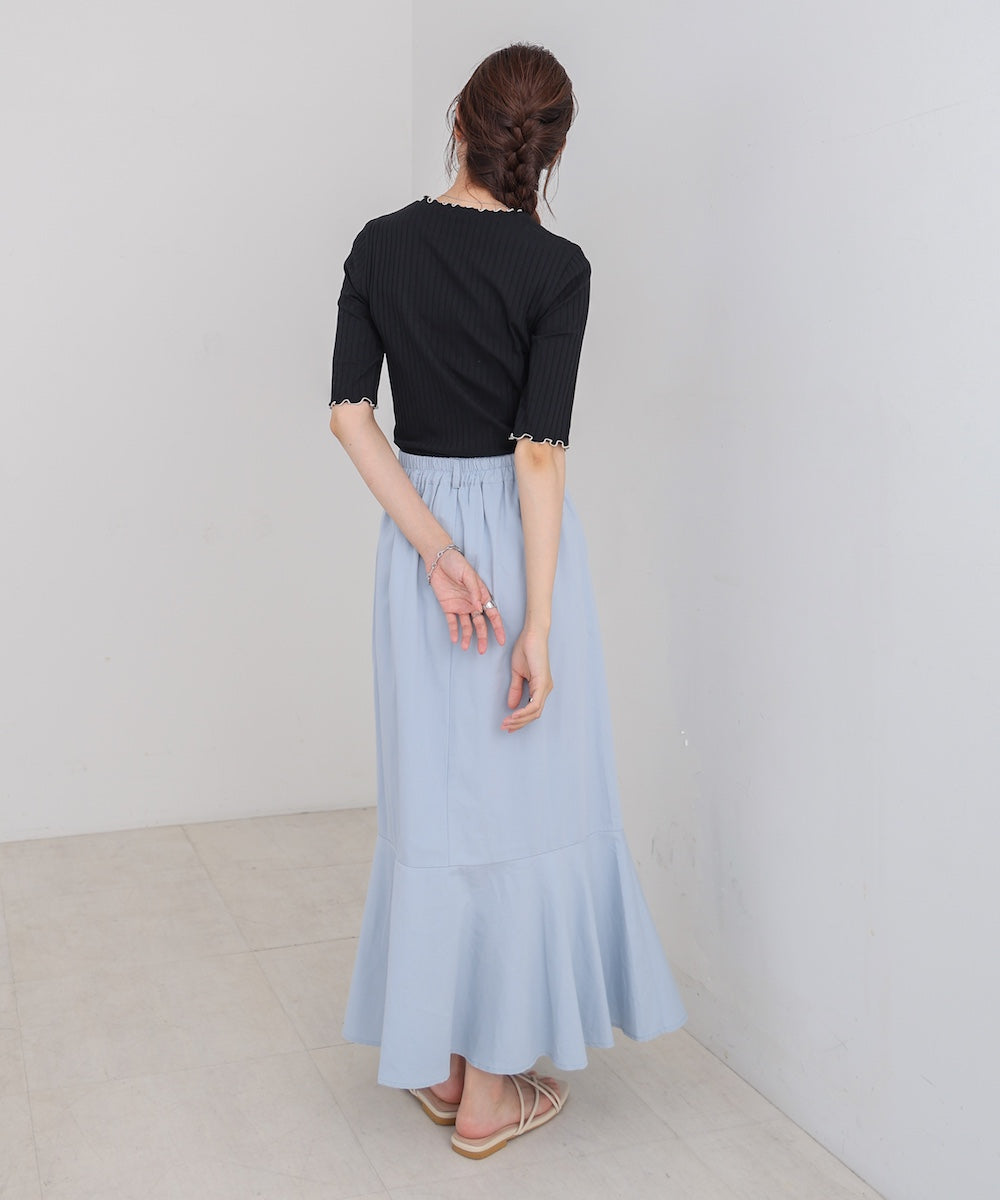 ウェーブメローハーフスリーブリブカットソー