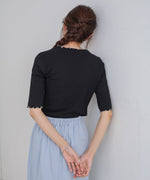 ウェーブメローハーフスリーブリブカットソー