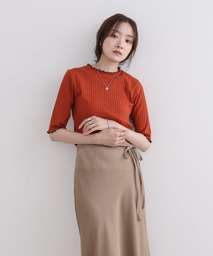 ウェーブメローハーフスリーブリブカットソー