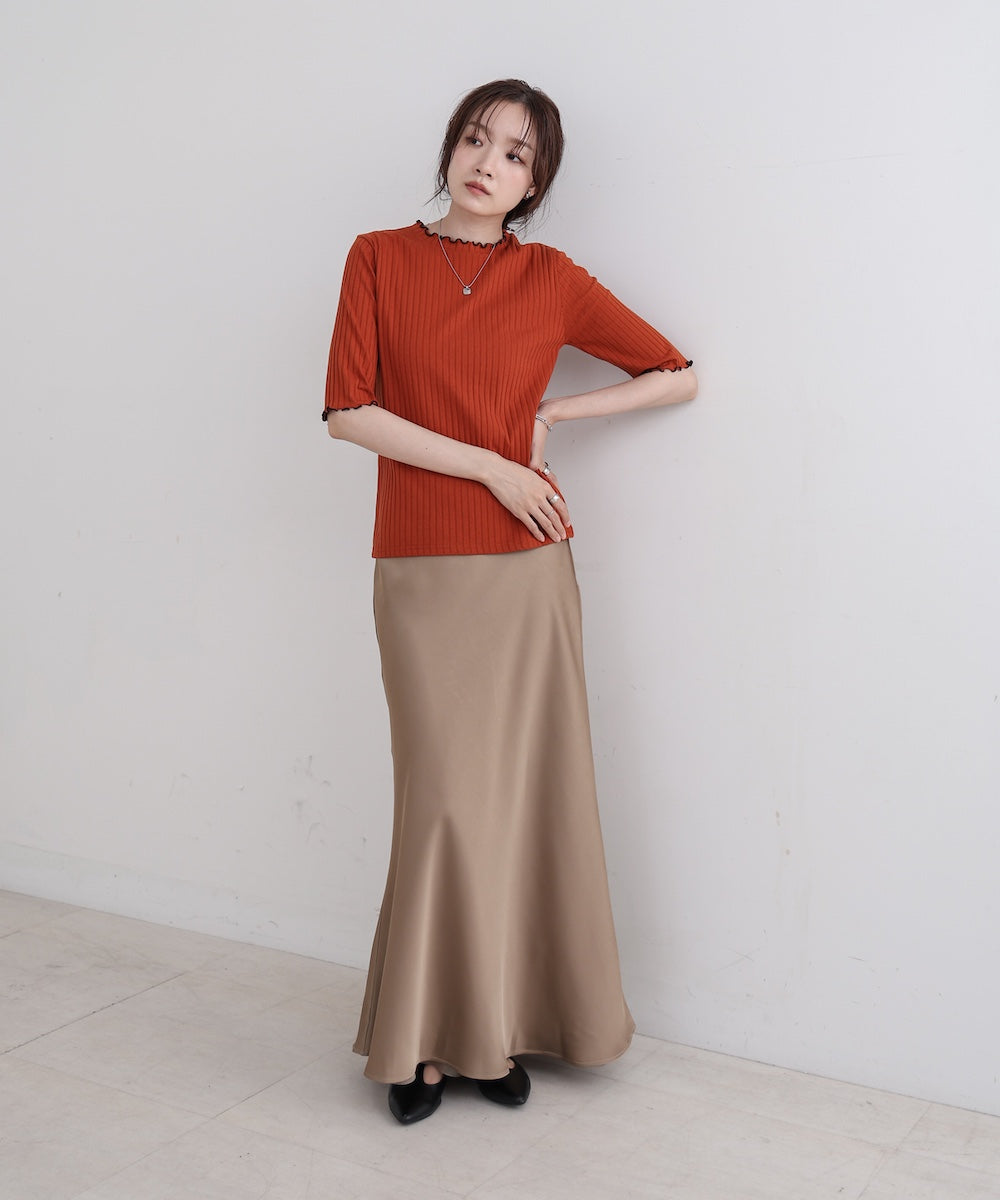 ウェーブメローハーフスリーブリブカットソー