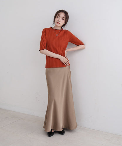 ウェーブメローハーフスリーブリブカットソー