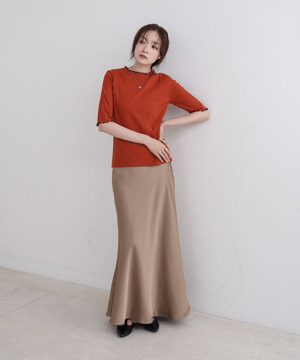 ウェーブメローハーフスリーブリブカットソー