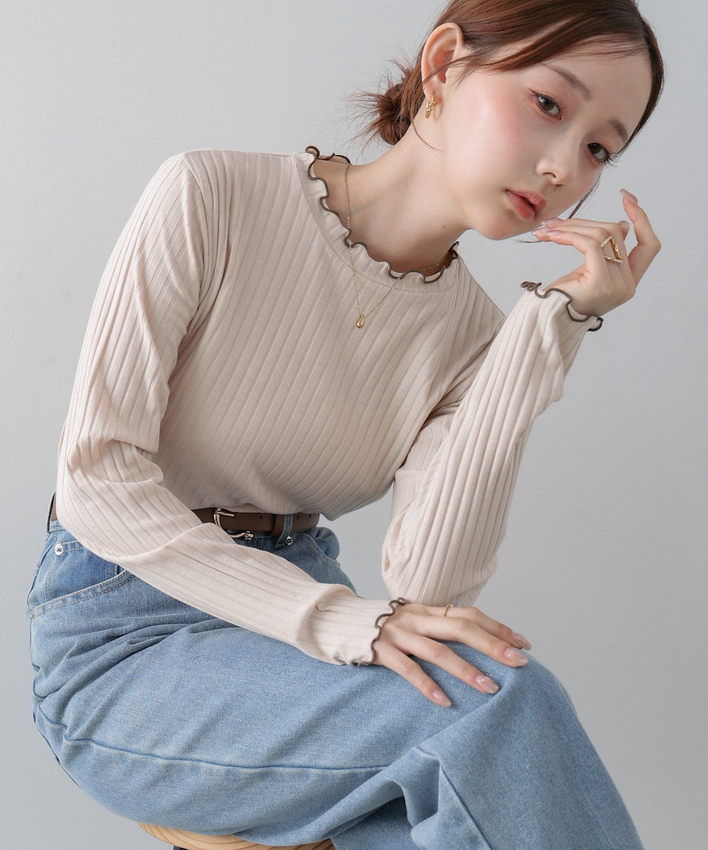 【選べるデザイン】ウェーブメローリブカットソー