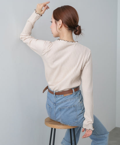 【選べるデザイン】ウェーブメローリブカットソー