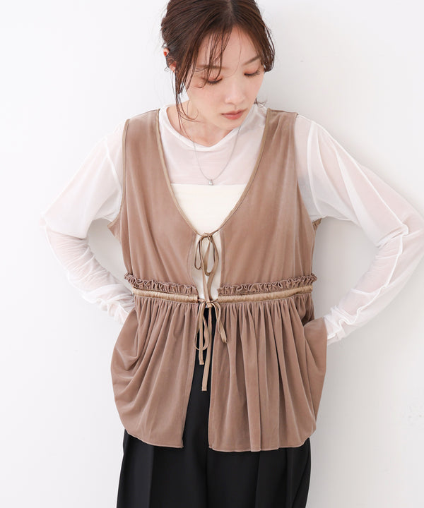 シアーベロアサテンリボンベスト