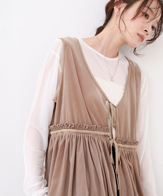 シアーベロアサテンリボンベスト