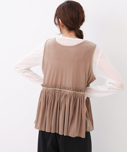 シアーベロアサテンリボンベスト