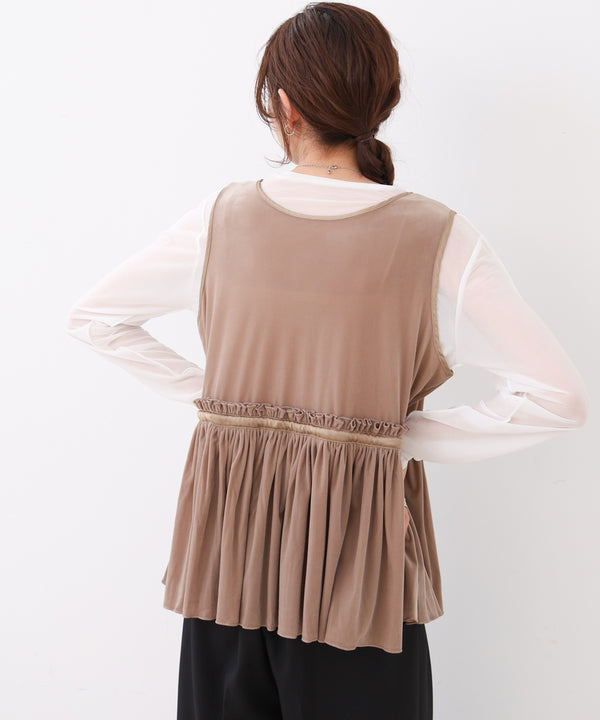 シアーベロアサテンリボンベスト