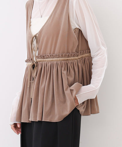 シアーベロアサテンリボンベスト