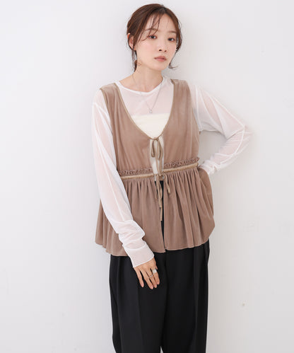 シアーベロアサテンリボンベスト