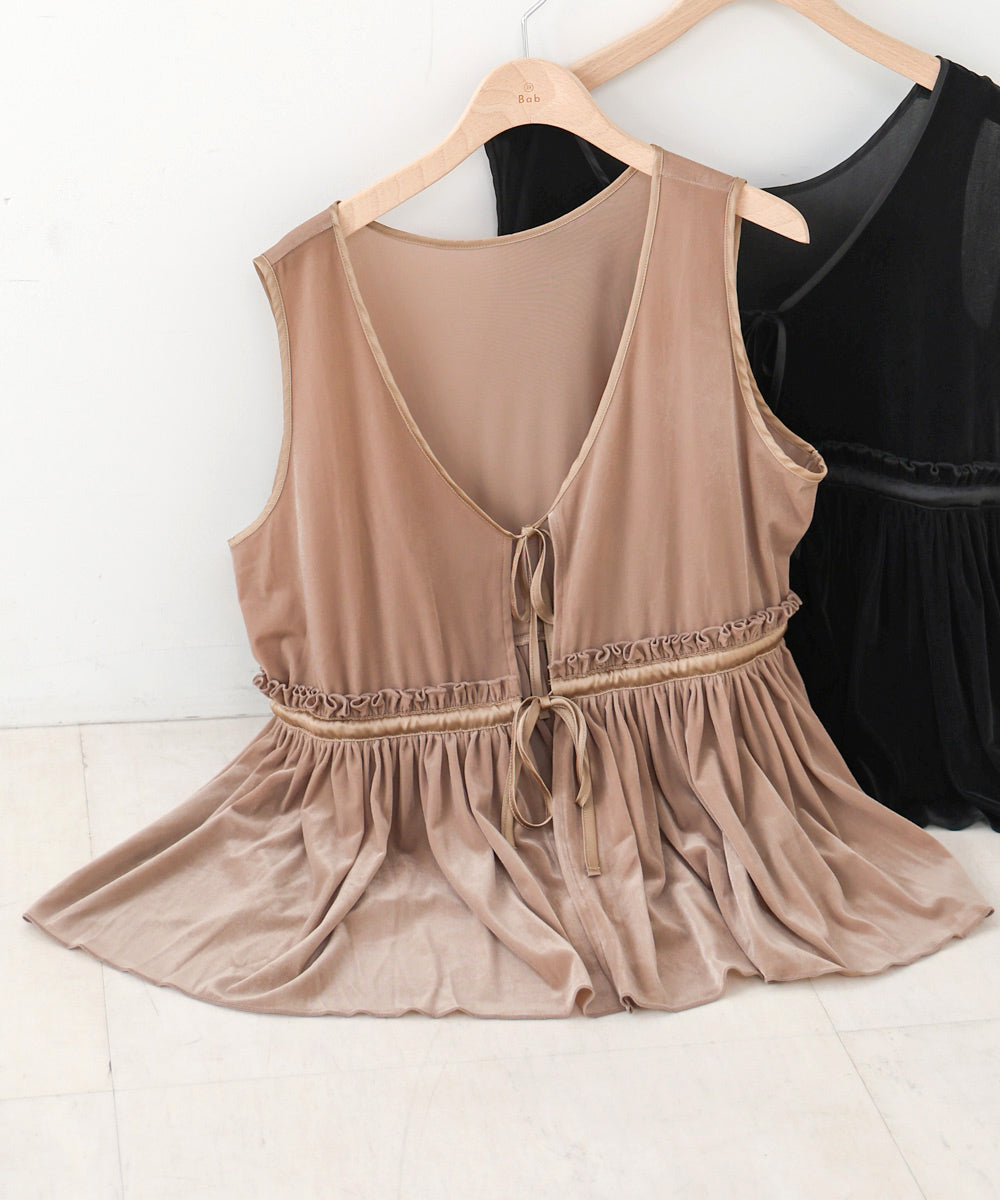 シアーベロアサテンリボンベスト