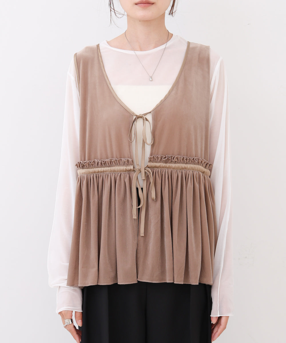 シアーベロアサテンリボンベスト