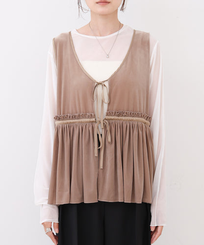 シアーベロアサテンリボンベスト