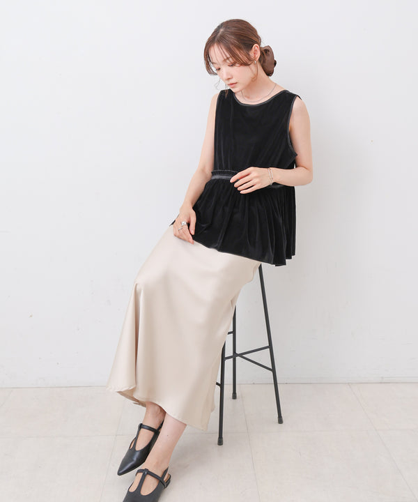 シアーベロアサテンリボンベスト