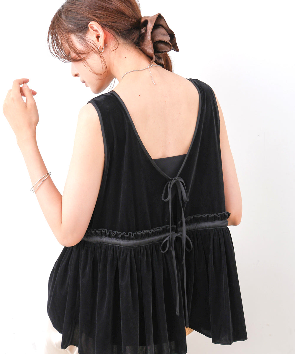 シアーベロアサテンリボンベスト