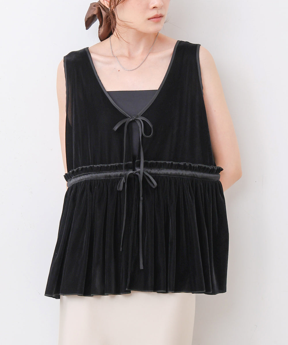 シアーベロアサテンリボンベスト