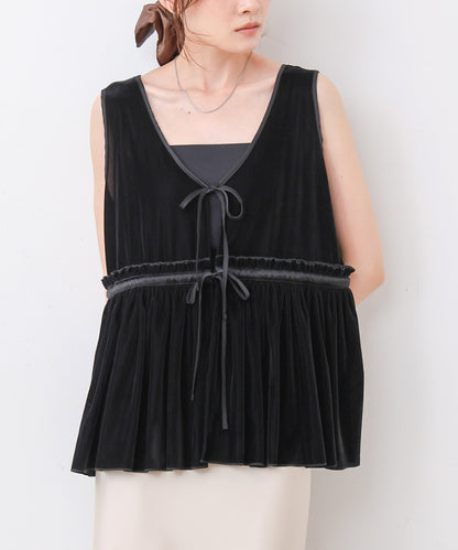 シアーベロアサテンリボンベスト