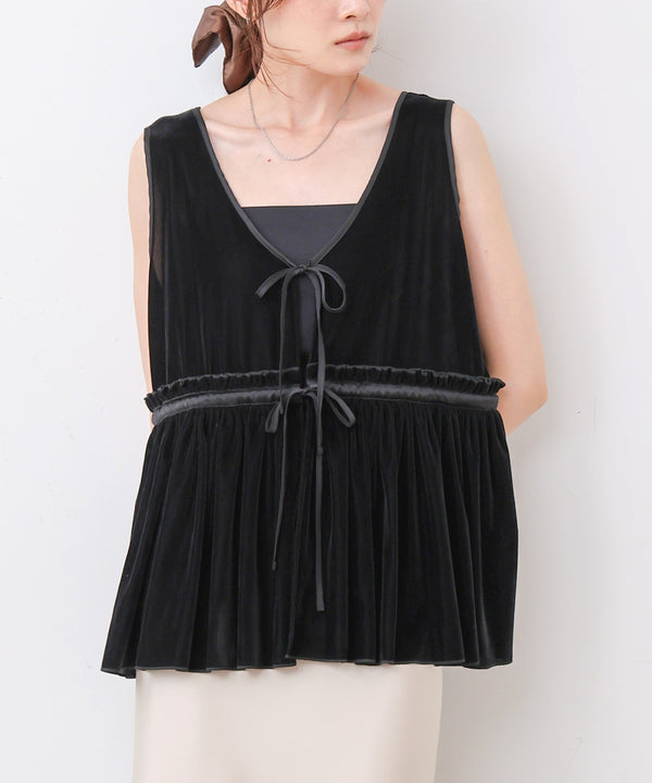 シアーベロアサテンリボンベスト