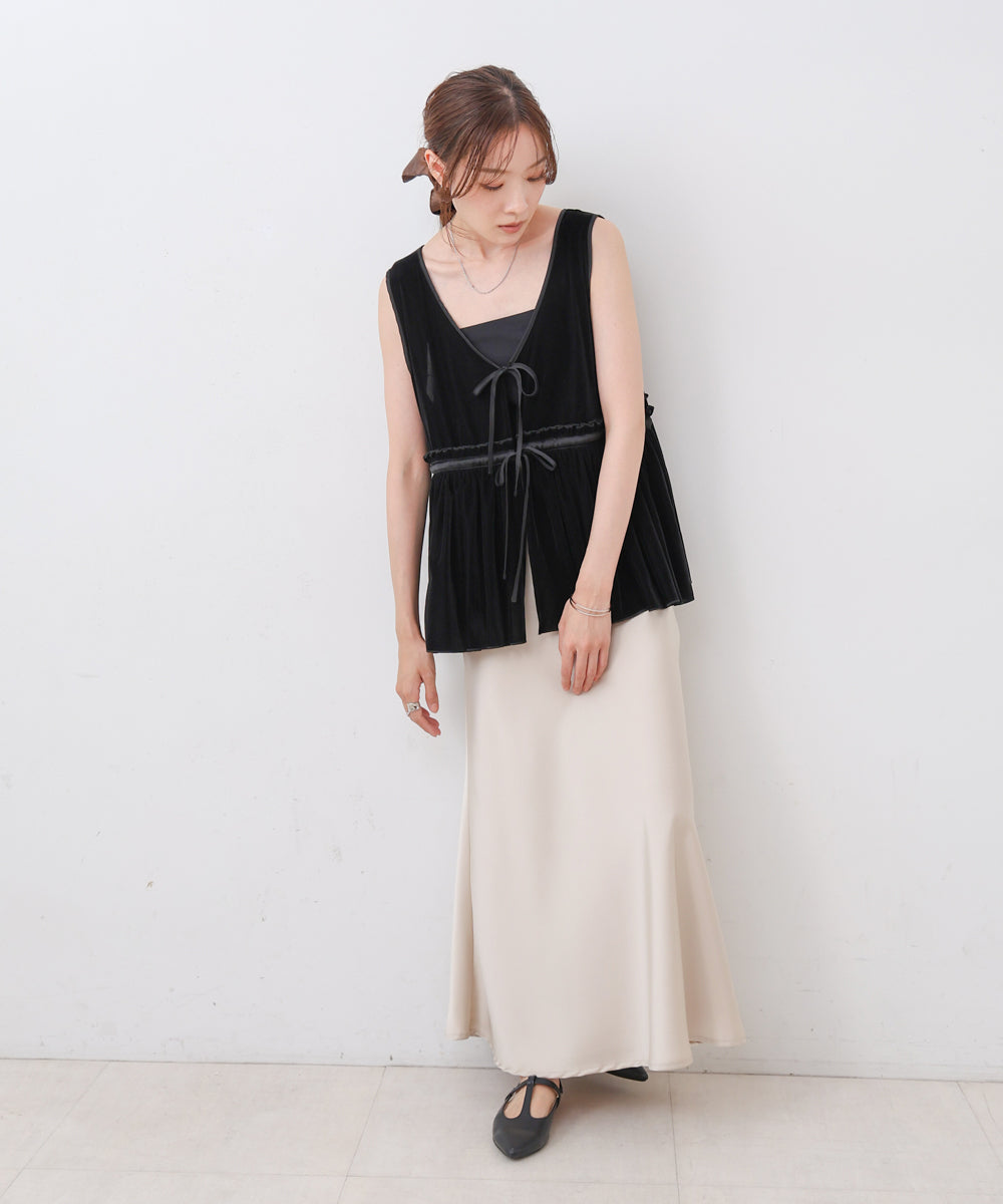 シアーベロアサテンリボンベスト