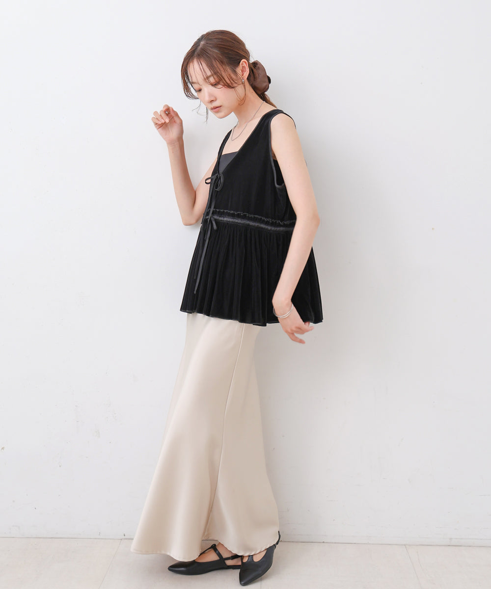 シアーベロアサテンリボンベスト