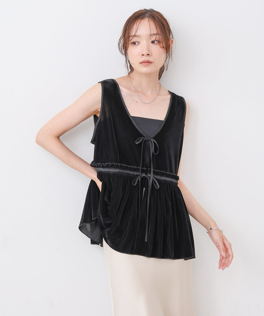 シアーベロアサテンリボンベスト