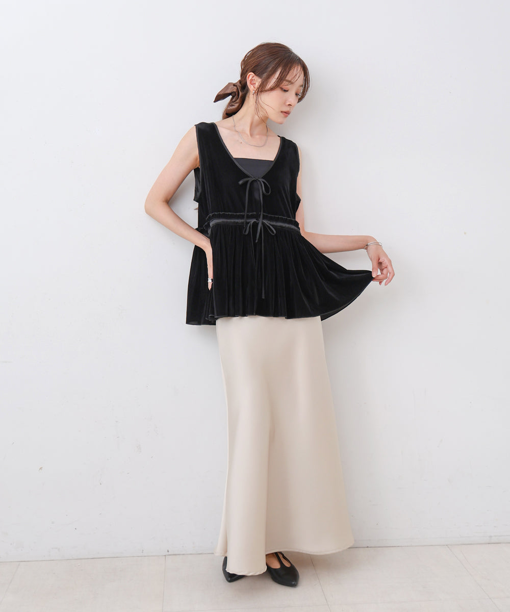 シアーベロアサテンリボンベスト