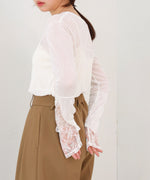 袖レースシアーリブレイヤードプルオーバー