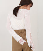 袖レースシアーリブレイヤードプルオーバー