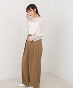 袖レースシアーリブレイヤードプルオーバー